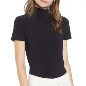 Scotch & Soda Women's Mock Neck Short Sleeve Top in Black